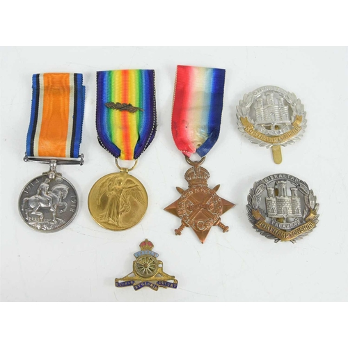 270 - A WWI Medal Trio awarded to Gunner A.F Marshall, 38709, Royal Garrison Artillery, 1914-1915 star, vi... 