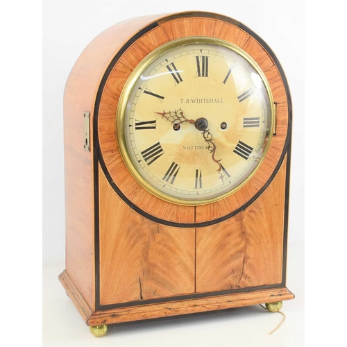 3 - A 19th centuty walnut cased bracket clock, twin fusee movement, the Roman numeral dial signed T.B Wh... 