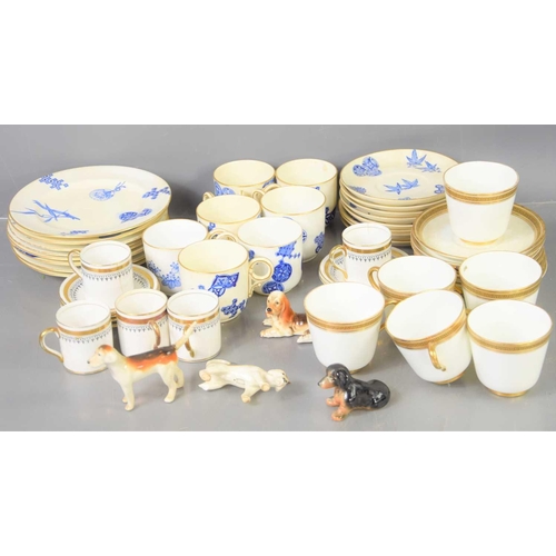 305 - Two part tea sets to include a Royal Worcester blue and white example.