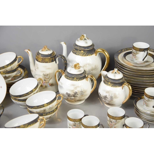 306 - Two Japanese porcelain tea and coffee sets comprising teapot, coffee pot, cups, saucers, milk jug, b... 