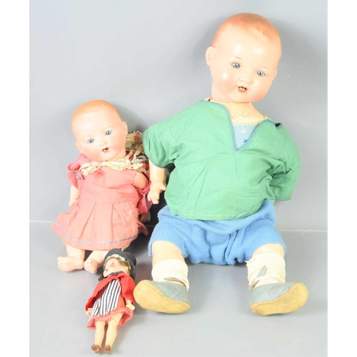 357 - Two Armand Marseille dolls both with jointed composition bodies, open mouth with glass closing eyes,... 