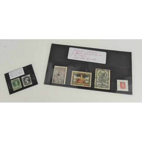 382 - Two mint Nova Scotia stamps, circa 1860, one and eight cents together with 1898 Jubilee Exhibition A... 