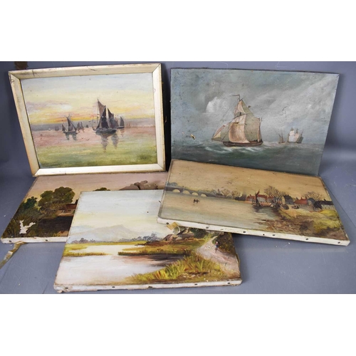 410 - A group of 19th century and later oil on canvas paintings, various landscapes.