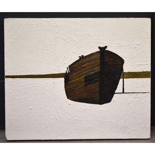 414 - An oil on canvas, rowing boat, unsigned.