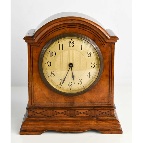 44 - An early 20th century walnut mantle clock, with Swiss brass movement, gilt matt dial, circa 1920, 18... 