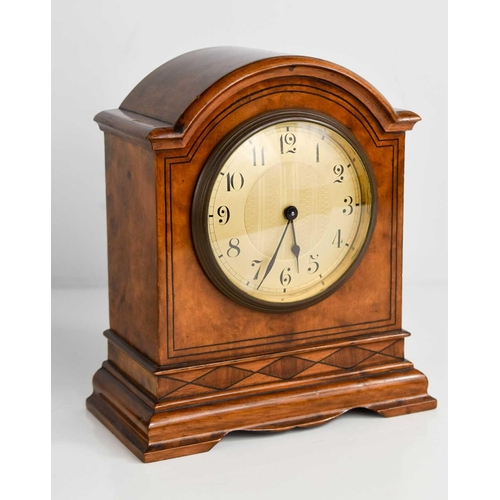 44 - An early 20th century walnut mantle clock, with Swiss brass movement, gilt matt dial, circa 1920, 18... 