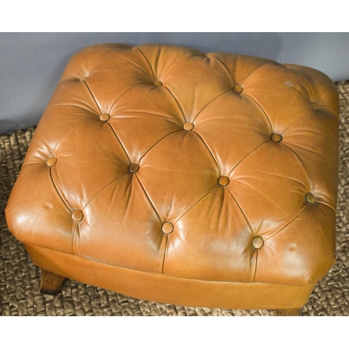 465 - A pair of Tetrad tan leather footstools, with buttoned tops.