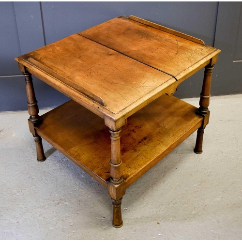 475 - A 19th century mahogany book rest / table, the folding top having two removable book rest slides, ra... 