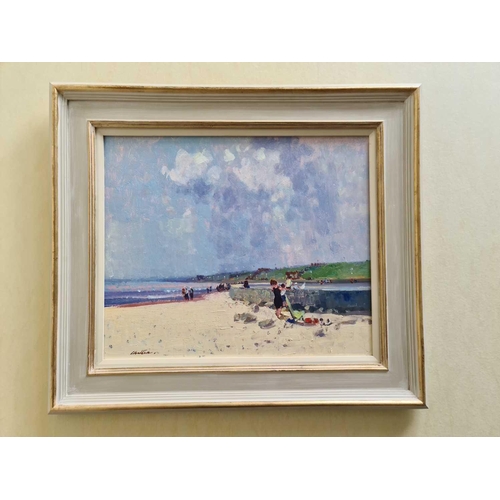 100 - 20th Century British School A beach landscape, oil on board, indistinctly signed lower right, 50 x 6... 