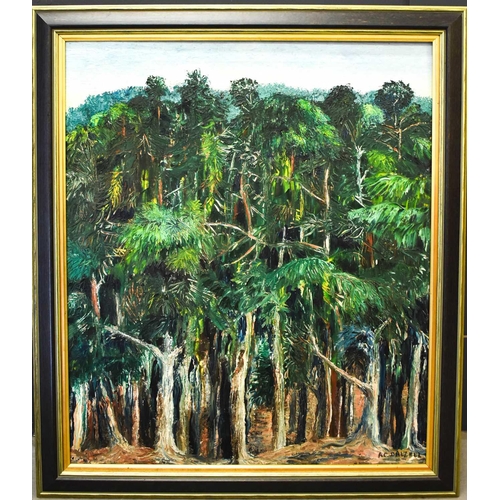 106 - Alexander DALZELL (1905-1990) A jungle landscape with trees, oil on canvas, signed lower right, 80 x... 