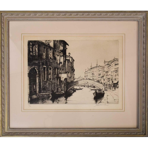 110 - A limited edition etching depicting a Venetian scene, signed bottom right, number 15 of 25.