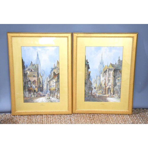 113 - Charles James Keats(British, 1856-1934): A pair of watercolours depicting the town of Ghent, Belgium... 