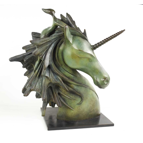 187 - Isabelle JEANDOT (French, b. 1966) La Licorne, 2002 bronze, signed, numbered 3/8, length: 44 cm