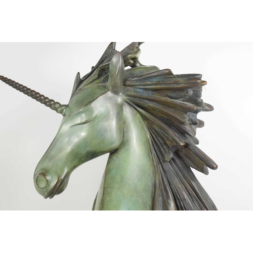 187 - Isabelle JEANDOT (French, b. 1966) La Licorne, 2002 bronze, signed, numbered 3/8, length: 44 cm