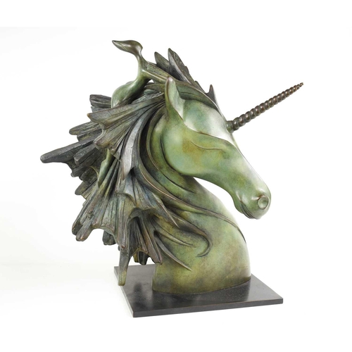 187 - Isabelle JEANDOT (French, b. 1966) La Licorne, 2002 bronze, signed, numbered 3/8, length: 44 cm