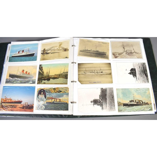 288 - Two albums of Edwardian and later postcards, mainly naval and shipping related to include the collis... 