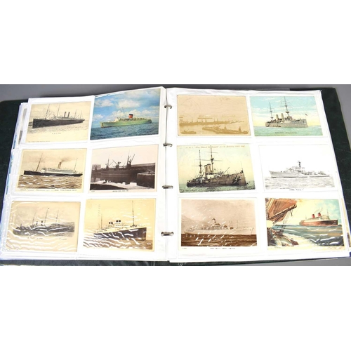 288 - Two albums of Edwardian and later postcards, mainly naval and shipping related to include the collis... 