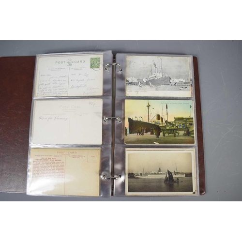 288 - Two albums of Edwardian and later postcards, mainly naval and shipping related to include the collis... 