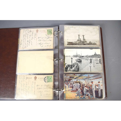 288 - Two albums of Edwardian and later postcards, mainly naval and shipping related to include the collis... 