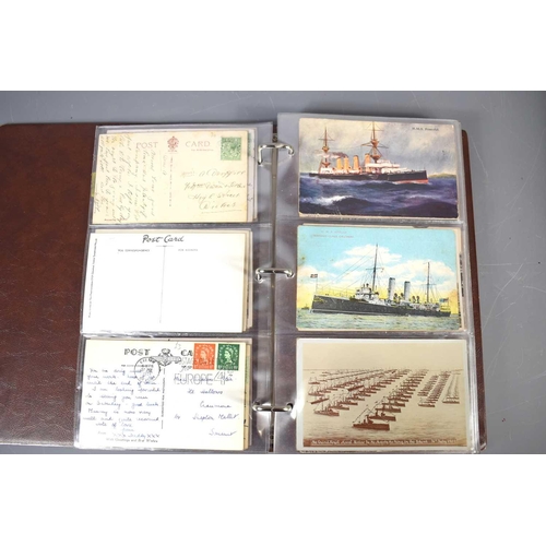 288 - Two albums of Edwardian and later postcards, mainly naval and shipping related to include the collis... 