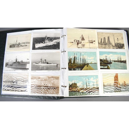 288 - Two albums of Edwardian and later postcards, mainly naval and shipping related to include the collis... 