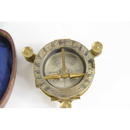 305 - A 19th century Negretti and Zambra equinoctial sundial / compass in the original case, the case meas... 