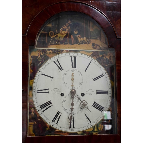 340 - A 19th century Scottish mahogany longcase clock by John Donaldson of Glasgow having a painted Roman ... 