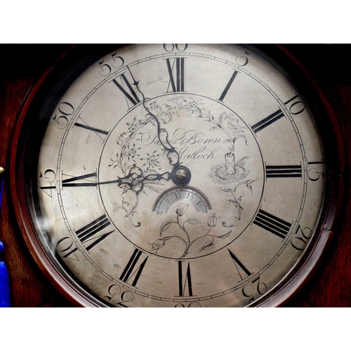 342 - A 19th century Derbyshire oak longcase clock by James Bonn of Matlock having a circular silvered dia... 