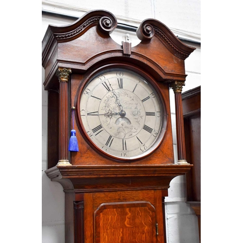 342 - A 19th century Derbyshire oak longcase clock by James Bonn of Matlock having a circular silvered dia... 