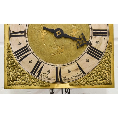 343 - An 18th century John Baker of Sevenoaks hook and spike wall clock, ten inch brass square dial with s... 