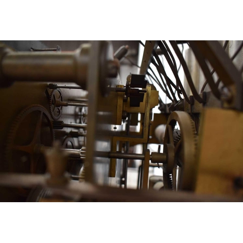 344 - An impressive Gothic revival Victorian clock, the silvered circular dial having gilt brass Gothic Ro... 