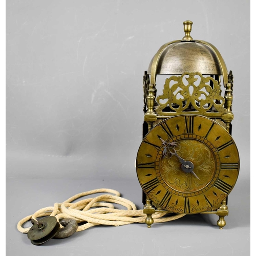 352 - A 17th century lantern clock, by Cooper & Hedge of Colchester, the Roman numeral chapter ring surrou... 