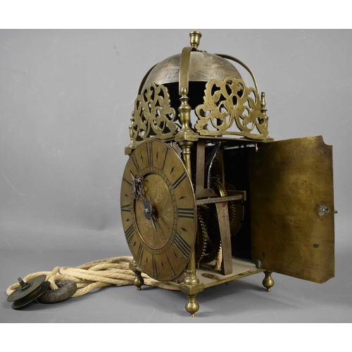 352 - A 17th century lantern clock, by Cooper & Hedge of Colchester, the Roman numeral chapter ring surrou... 