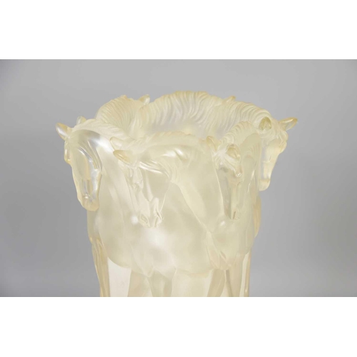 378 - A Mid-Century lucite table lamp in the form of horses, 31cm high.