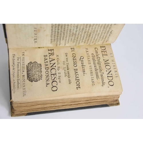 481 - A 17th century book, I Mall' Anni Dell'Homo Fantasie Veneziane dated 1656.