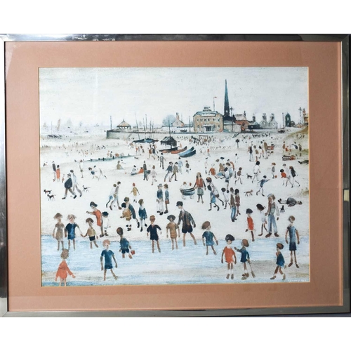 51 - LS Lowry print, titled At The Seaside 1946, framed and glazed, 60 by 48cm.