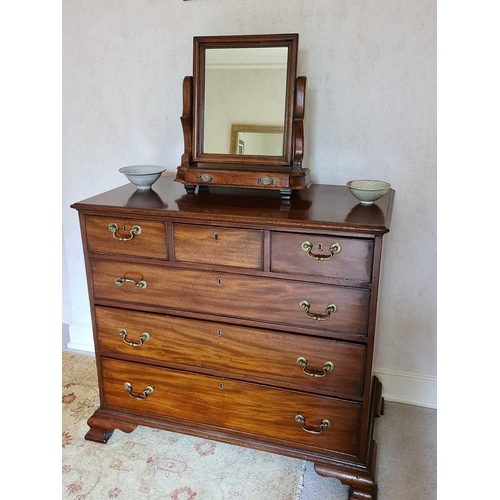 531 - A George III mahogany chest of drawers, the rectangular top above three short and three long drawers... 