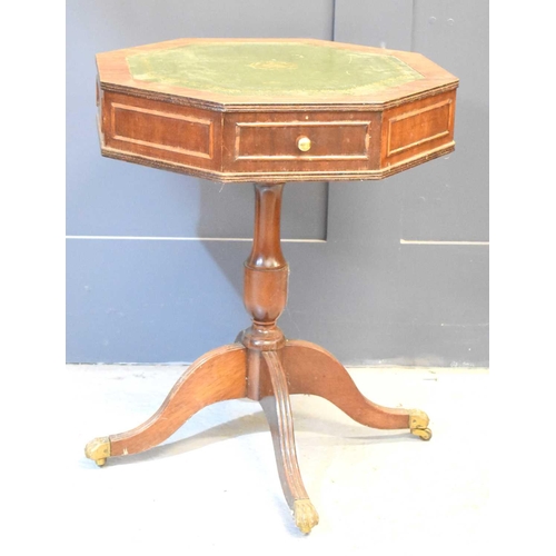 549 - A mahogany octagonal top occasional table with tripod base, 59cm high by 48cm.