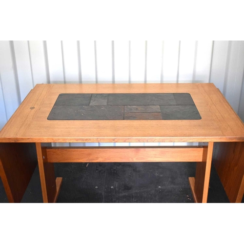 588 - A Mid-Century Gangso Mobler, tile top extending dining table together with four modern chairs.