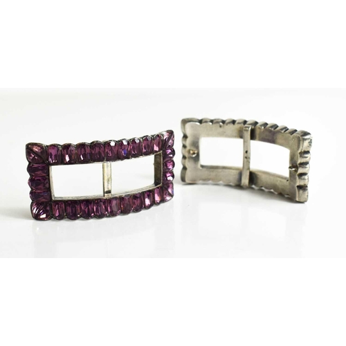 103 - A pair of early 19th century Georgian silver and amethyst buckles, 1.14toz.