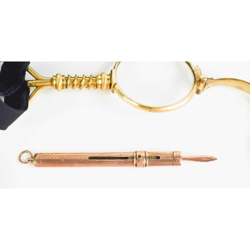 106 - A group of collectables to include gold plated Swan Pen, a pair of gold plated folding spectacles, a... 