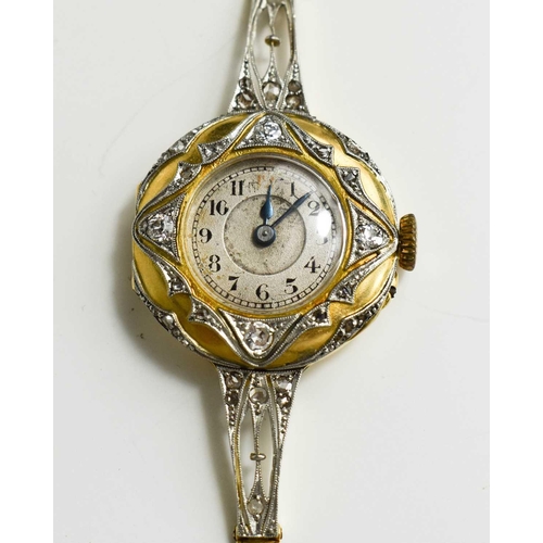 11 - An 18ct gold and diamond ladies cocktail watch, with Arabic dial,the circular dial inset with diamon... 