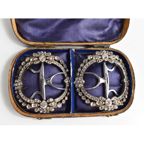 20 - A 18th century pair of Georgian silver and paste set buckles, in the original presentation box.