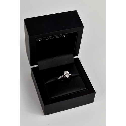 298 - An 18ct white gold and pear cut diamond solitaire ring, the diamond approximately 1.04ct,colour D, c... 