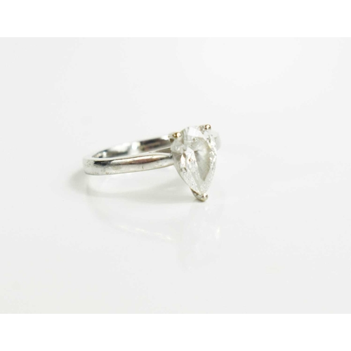 298 - An 18ct white gold and pear cut diamond solitaire ring, the diamond approximately 1.04ct,colour D, c... 