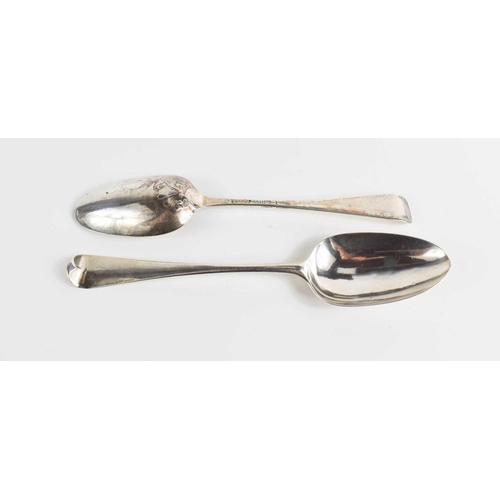 304 - A pair of early George III serving spoons in Hanovarian pattern with detached shell backs, Thomas Wa... 