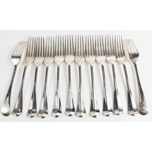 305 - A set of twelve Victorian silver forks in the Old English Pattern, Maxfield & Sons, London 1895, 19.... 