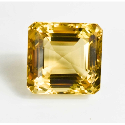 39 - A large loose asscher cut citrine 24g, 30 by 30 by 23mm deep.