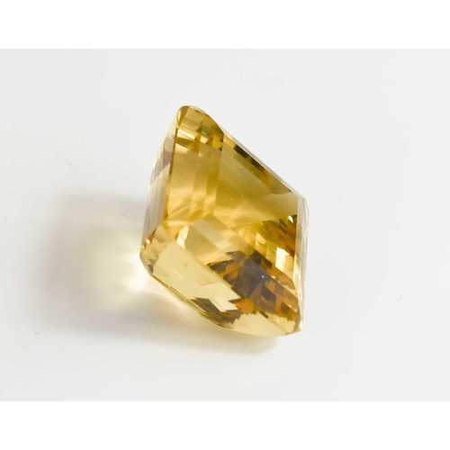 39 - A large loose asscher cut citrine 24g, 30 by 30 by 23mm deep.