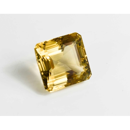 39 - A large loose asscher cut citrine 24g, 30 by 30 by 23mm deep.